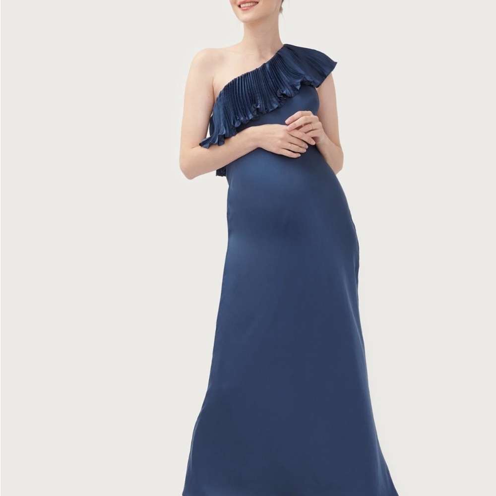 Hatch Maternity Charlotte Dress in Indigo Blue